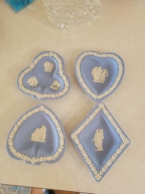 Blue Jasperware Style Decorative Trinket Dishes - Set of 4